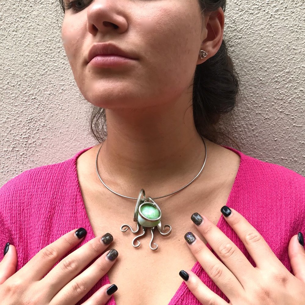 Silver plated octopus hand made necklace Gorgeous